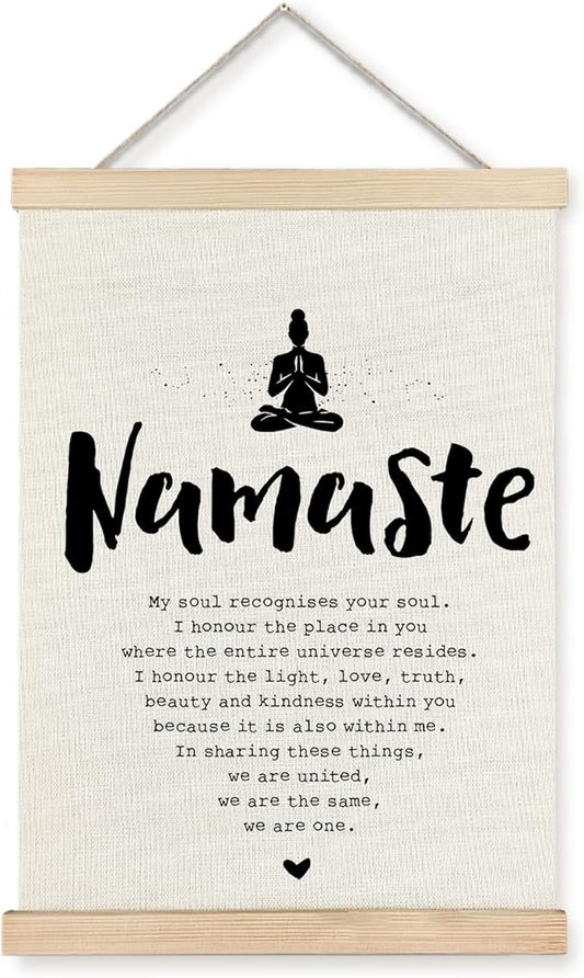 Yomisex Yoga Zen Meditation Room Decor, Namaste Zen Wall Art Poster, Spiritual Mindfulness Canvas Prints Wall Art Framed for Home Office Decor, 12x16 Inch
