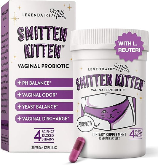 Legendairy Milk Smitten Kitten™ - Vaginal Probiotics for Women - Clinically-Studied Probiotics Lactobacillus Reuteri for Women's Vaginal Health - Supports pH Balance, Flora & Urinary Tract Wellness