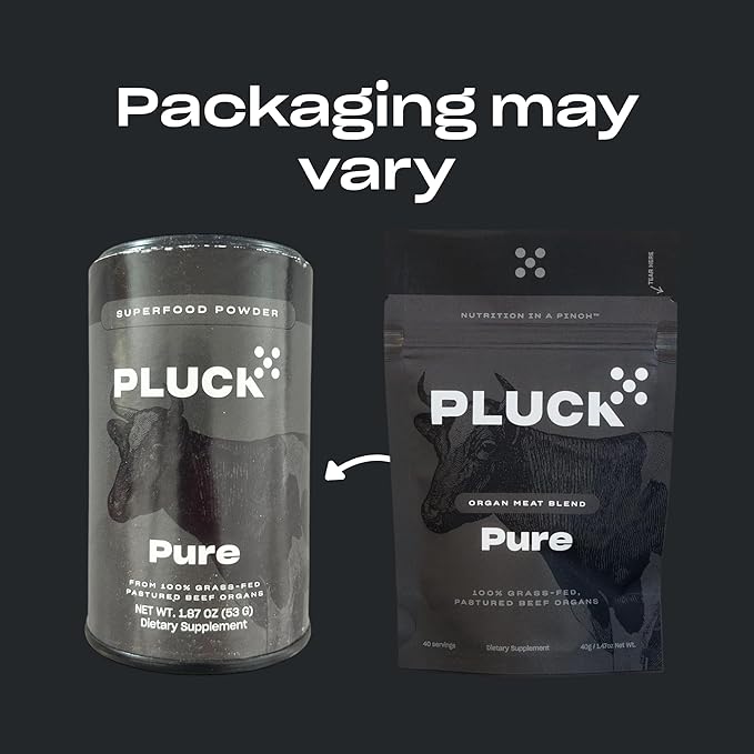 Pluck Pure | Beef Organ Supplement Powder | From 100% Grass Fed & Grass Finished Pastured Beef Liver, Kidney, Spleen, Heart, & Pancreas | 40 Servings