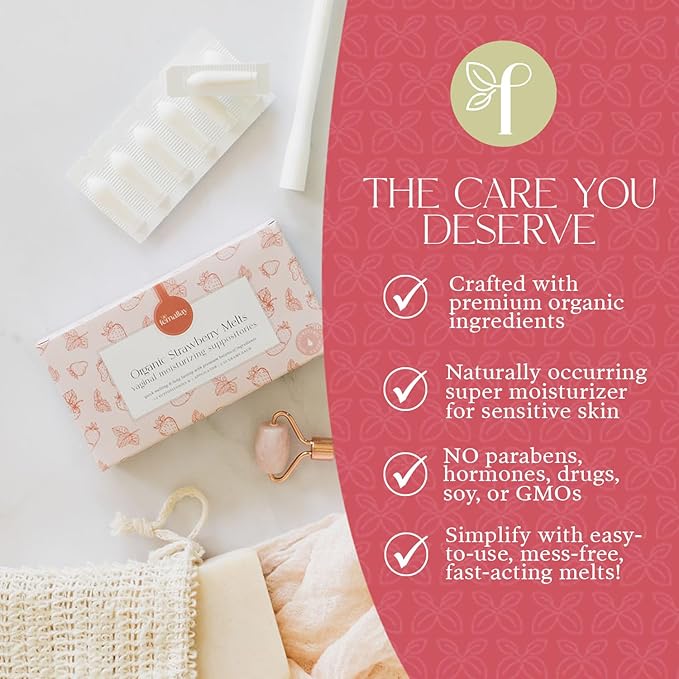 Femallay Organic Vaginal Moisturizing Suppository Melts Variety Pack - 100% Natural Suppositories for Vaginal Odor and Dryness Relief, Ultra-Hydrating Fast-Acting Comfort (Strawberry & Pineapple)