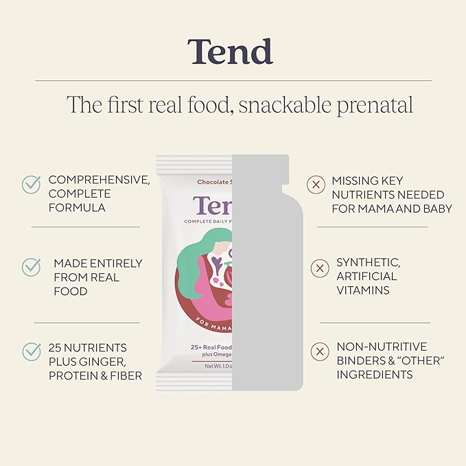 Tend Daily Best Prenatal Vitamin Bar, Made with Organic Ingredients for Pregnant & Postpartum Mothers (Variety Pack)