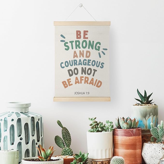 Nrleey Kids Bible Verse Wall Decor with Wooden Poster Hanger - Christian Nursery Decor, Inspirational Christian Education Wall Art Posters for Church Nursery Preschool, 12x16 Inch