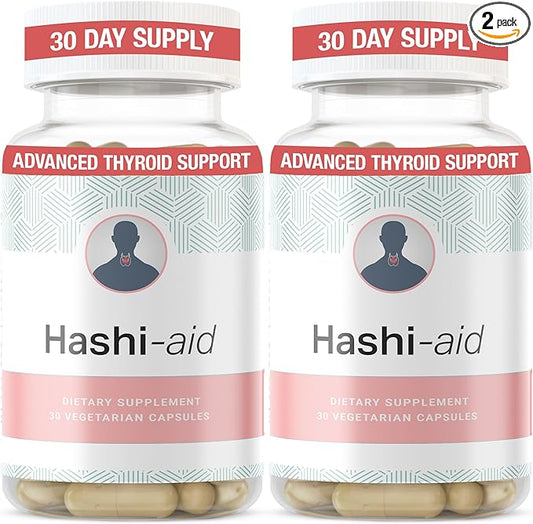 IBDassist™ Hashi Aid Thyroid Support for Women & Men - Thyroid Supplement for Hashimoto's Disease & Hypothyroidism* - with Ashwagandha, Selenium, Zinc, Essential Vitamins & More - 30 Capsules (2 Pack)