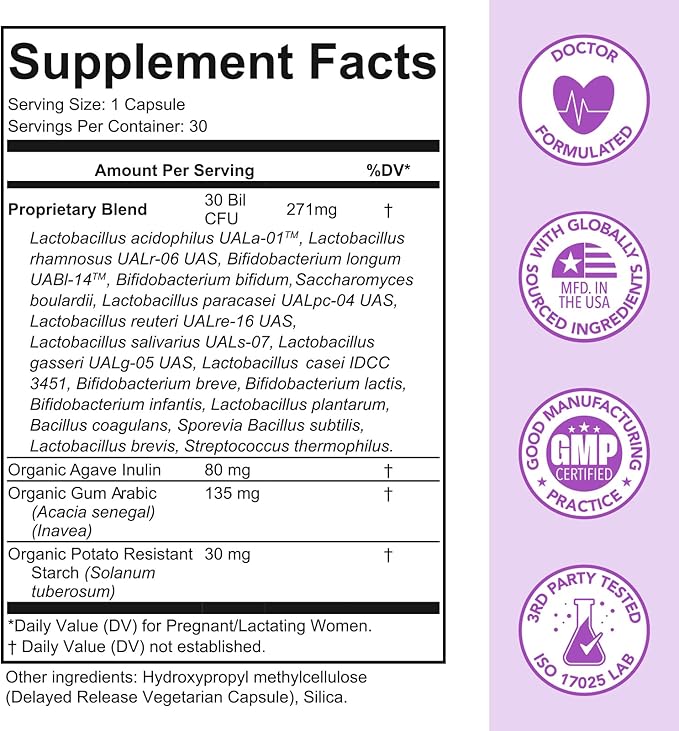 Premom Prenatal Pre & Probiotics for Women: 18 Diverse Organic Prebiotics Strains - Supports Digestive, 30 Billion CFU, Gut & Immune Health for Mom and Baby - Daily Capsules