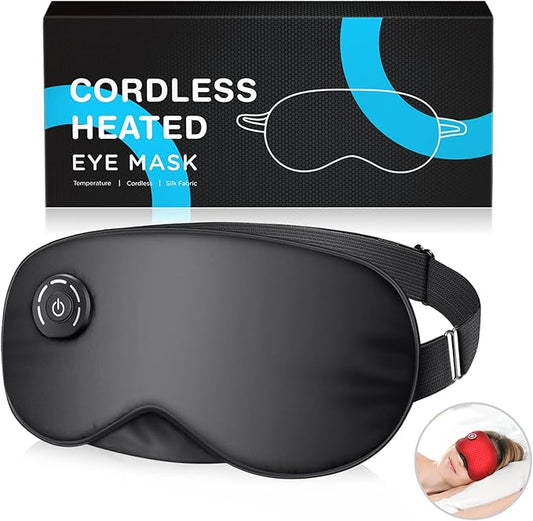 Heated Eye Mask Cordless, USB Eyes Heating Pad, Mask with Temperature Control, Electric Warm Eye Compress for Dry Eyes, Blepharitis, Chalazion, Gift for Men Women(Pack of 2)