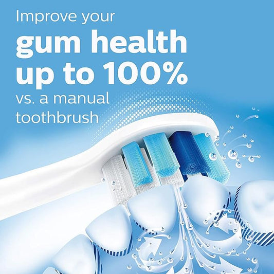 Philips Sonicare ProtectiveClean 5300 Rechargeable Electric Toothbrush, with Pressure Sensor, 3 Cleaning Modes, SmarTimer and QuadPacer, with 2 Bonus Brush Heads, Travel Case, Black, Model HX6423/34