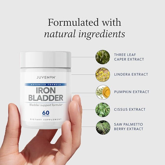 Juvenon Iron Bladder - Herbal Supplement for Healthy Bladder Function - Incontinence Support with Pumpkin Seed Extract, Soy Germ Extract, Saw Palmetto