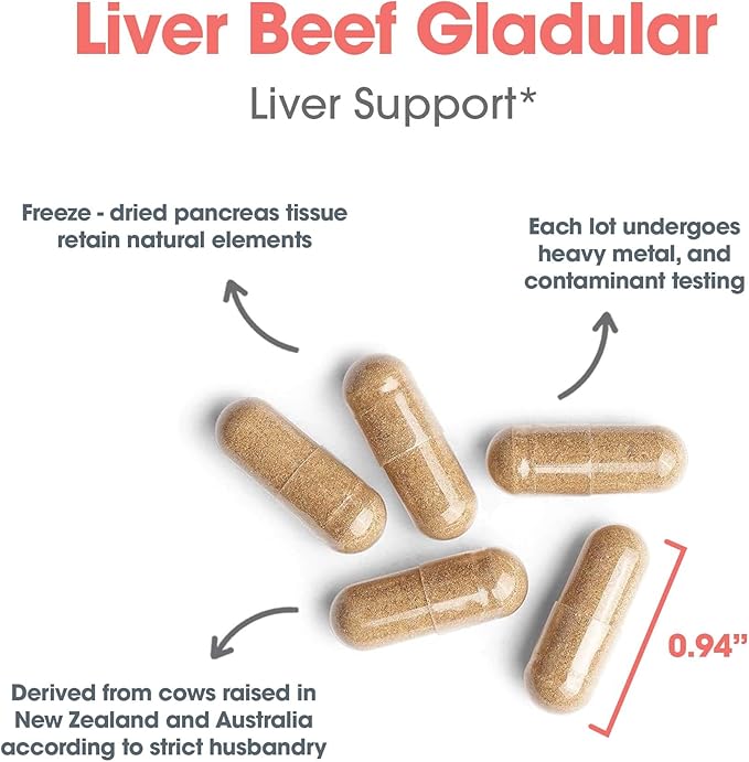 Allergy Research Group Beef Liver Supplement - Liver Function Support, Grass-Fed Beef Capsules 1000mg, Glandular Vitamins - 125 Count