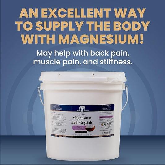 Health and Wisdom Magnesium Bath Salt - Magnesium Chloride Flakes for Bath Soak, 4X Epsom Salt Concentration, Unscented Formula, Dead Sea Sourced, Zero Additives - 224oz