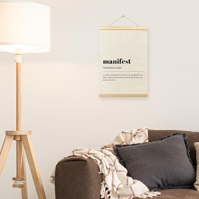 TLESKE Manifest Definition Poster Hanger Frame, Inspirational Motivational Hanging Wall Art Room Decor Poster Framed for Home Office Bedroom Classroom, Positive Banner Prints, Motivational Gifts 12x16 Inches