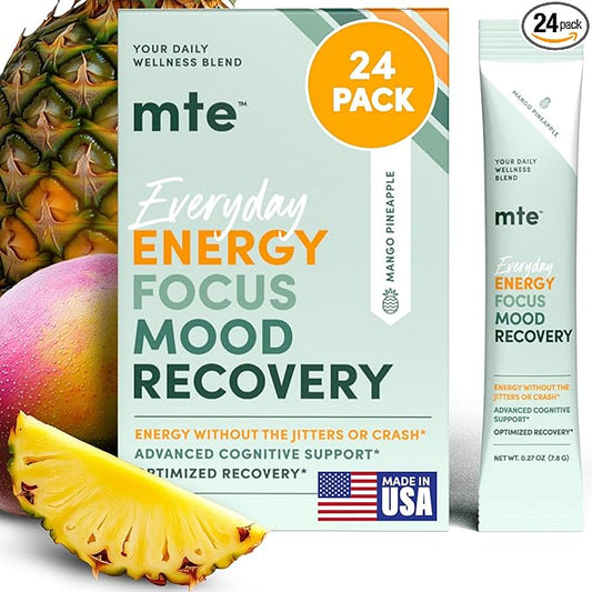 MTE Healthy Energy Drink Powder for Focus & Productivity | No Sucralose | No Caffeine | Nootropic Energy | Adaptogenic