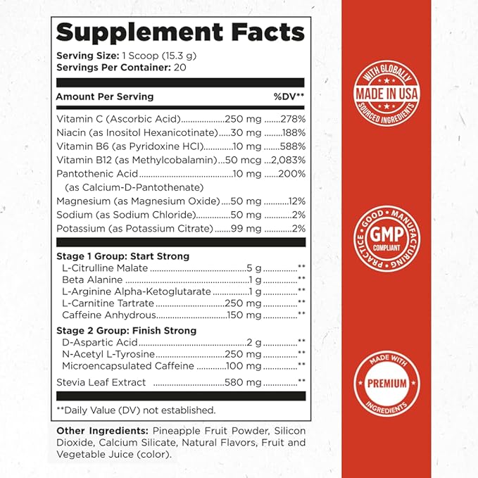 Old School Labs Ultimate 2 Stage Pre Workout for Explosive Energy, Massive Pumps & Focus - Preworkout for Men & Women - Natural Pre Workout Powder with Amino Acids, 250mg Caffeine, Strawberry Kiwi