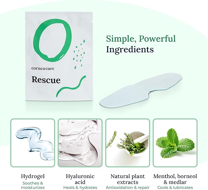Rescue: Hydrogel Self Cooling Compress | Cold Eye Masks for Puffy Eyes | Self Cooling Eye Compress for Fast Relief | Travel Ready | 12 Count