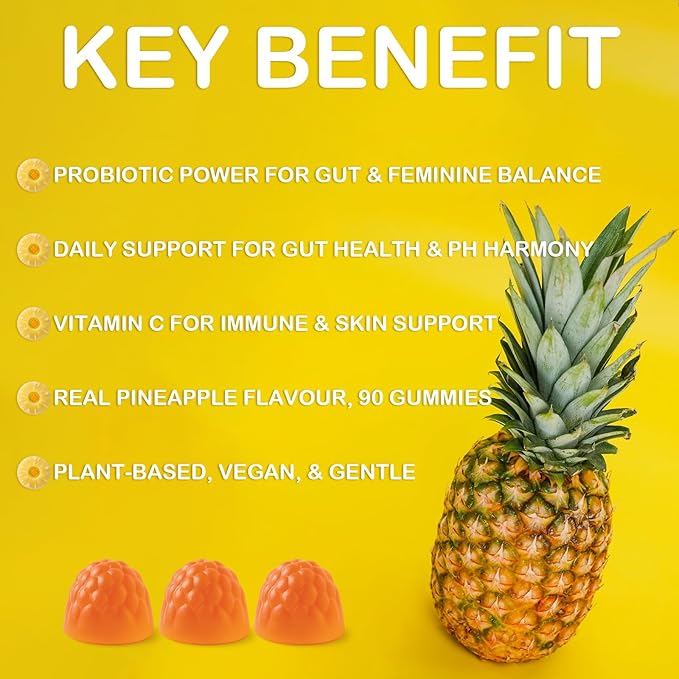 MATOP Premium Feminine Balance Gummies for Women - pH Balance Vaginal Probiotic Hawaiian Pineapple Gummy Vegan Gluten-Free Wellness 90 Gummies - 30 Servings
