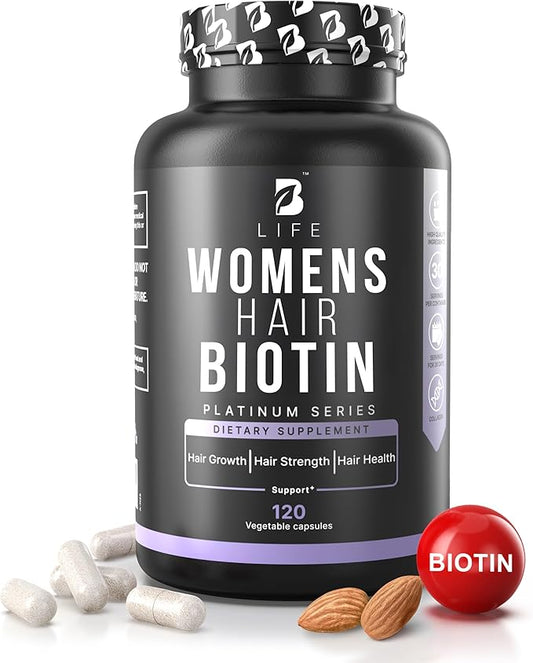 Hair Vitamins for Hair Loss for Women – Biotin for Hair Growth – Hair Loss Treatments for Women – Healthy Hair Skin and Nails –120 Capsules – 30 Servings