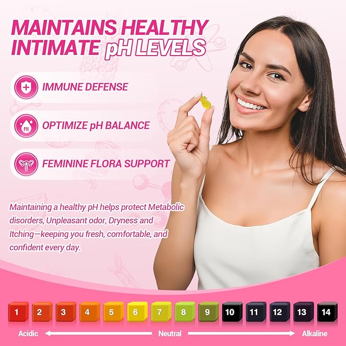 Her Juicy Feminine Probiotics Gummies, Premium Feminine Balance Gummies with Slippery Elm for Women's pH Balance and Freshness - Women Probiotic Pineapple Gummies 30-Day Supply