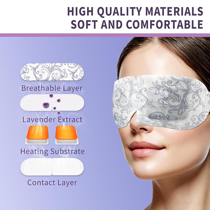 10 Pack Steam Eye Masks, Heated Eye Disposable Mask for Sleep Dry Eyes Dark Circles Treatment, Home Spa Relaxing Trip Gifts for Women Men