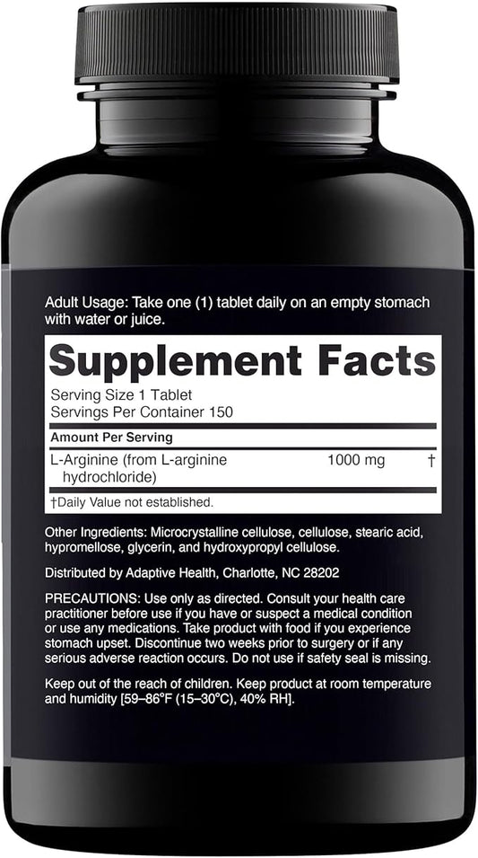 Nugenix Essentials L-Arginine Amino Acid Supplement, 1000 mg, 300 Tablets