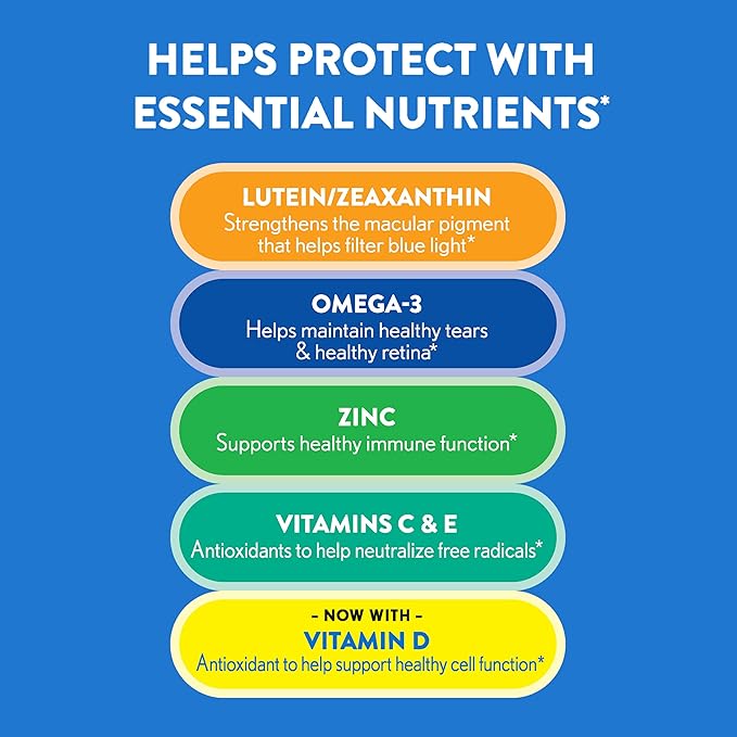 Ocuvite 50+ Eye Vitamin & Mineral Supplement, Multivitamin for Vision & Ocular Health with Omega-3, Zinc, Vitamins C & E, Lutein & Zeaxanthin, Zinc Supplements for Women and Men, 90 Softgels