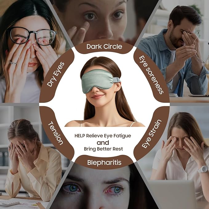 Heated Eye Mask for Dry Eyes, USB Warm Compress with Temperature & Timer Control, Electric Eye Heating Pad for Stye, Chalazion, Blepharitis, MGD, Puffiness, Dark Circles & Eye Strain Relief