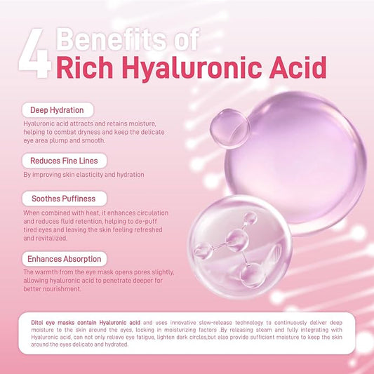 Eye Mask, Rich Hyaluronic Acid Heated Eye Masks for Sleep,Disposable SPA Warm Eye Compress for Dry Eyes,Dark Circles,Puffiness,Self Care,Travel Essentials 20 Packs (Rose)