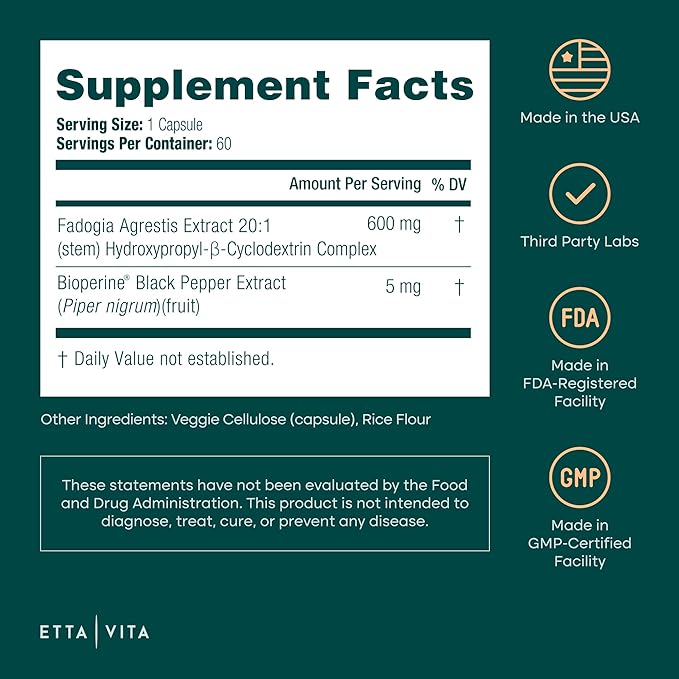 Organic Fadogia Agrestis 600mg for Natural Test Support (2X More Pure - 3X More Absorbent) Athlete Approved - Supports Muscle Growth & Recovery, Healthy Energy Levels, Drive, Stamina & Mood - 60ct