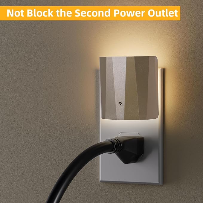 Dawnrise Plug in Night Lights for Wall, Dawn to Dusk Night Light with 3000K/5Lm, Backlit Nightlights for Bedroom, Kids Room, Hallway, Living Room, Kitchen, Stairway, Entrance (Champagne, 3 Pack)