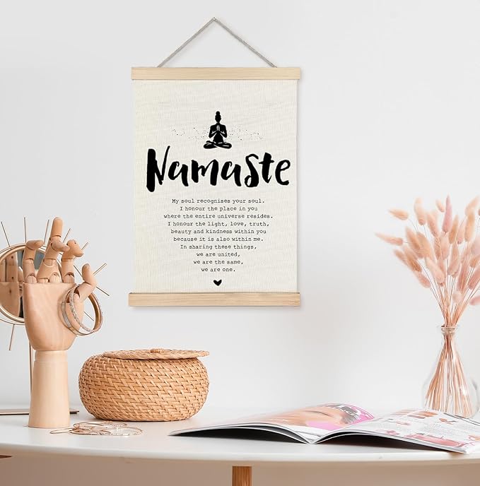 Yomisex Yoga Zen Meditation Room Decor, Namaste Zen Wall Art Poster, Spiritual Mindfulness Canvas Prints Wall Art Framed for Home Office Decor, 12x16 Inch
