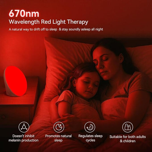 670nm Red Light Therapy & 10,000 Lux Sun Lamp – Dual Sleep Aid and Night Light for Adults & Kids, Supports Deep Relaxation and Better Sleep
