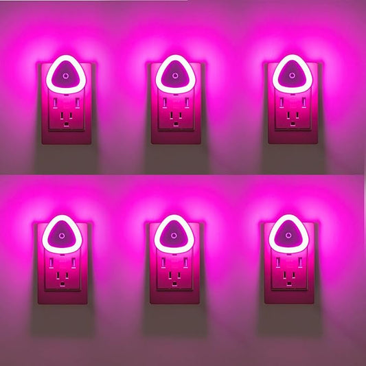 KINUR LED Night Light, 6 Pack Nightlights Plug into Wall, Dusk to Dawn Sensor Automatic On and Off Night Light, 0.5W Led Night Lamp for Kids, Nursery, Bedroom, Hallway, Stairs, Kitchen,Pink