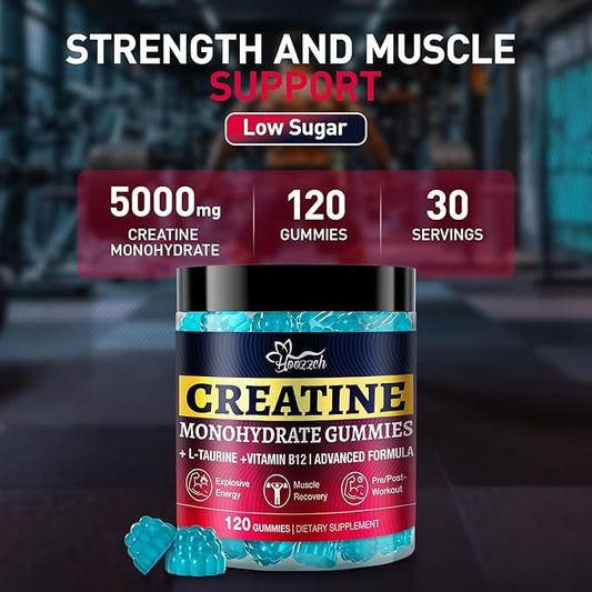 Creatine Monohydrate Gummies for Men & Women, Blueberry Flavor, 120 Count