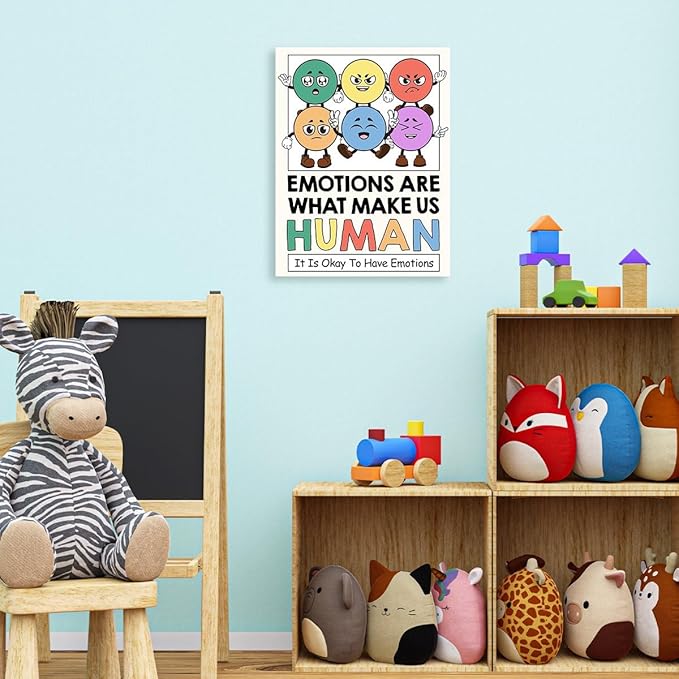 Inspirational Mental Health Wall Decor,Emotions Make Us Human Wall Art,Therapy Office Wall Decor,Motivational Canvas Wall Art for Classroom Psychologist Office Home