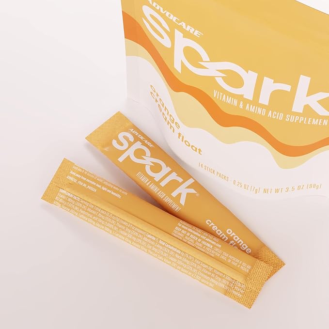 AdvoCare Spark Vitamin & Amino Acid Supplement - Focus & Energy Drink Powder Mix with Vitamin A, B-6, C & E - Also Includes L-Carnitine & L-Tyrosine - Orange Cream Float, 14 Stick Packs