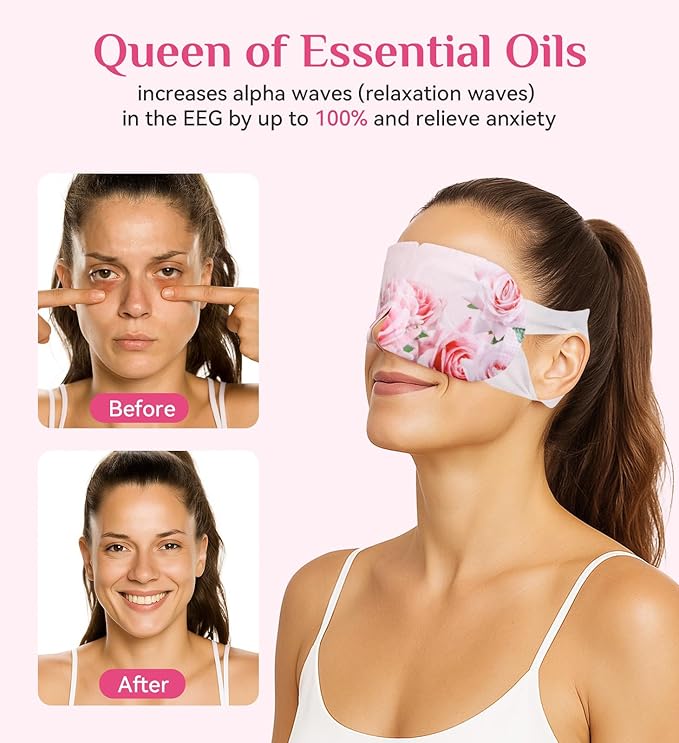 6 Packs Rose Heated Eye Mak - Heating Eye Mask Warm Compress for Dry Eyes Puffinesss Dark Circles Sleep Stye Irritation Stress Relief Self Care Wellness Spa Relaxation Gift