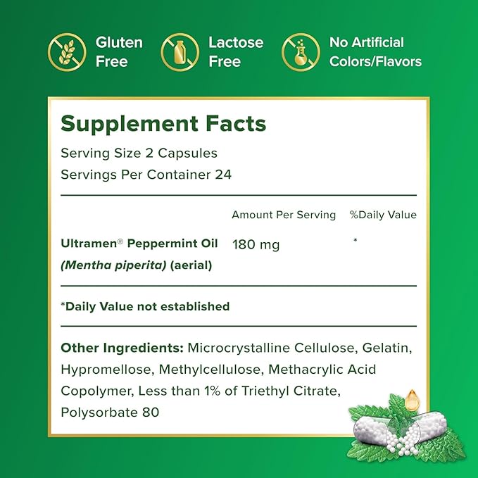 IBgard Gut Health Supplement, Peppermint Oil Capsules for Abdominal Comfort, 96 Capsules