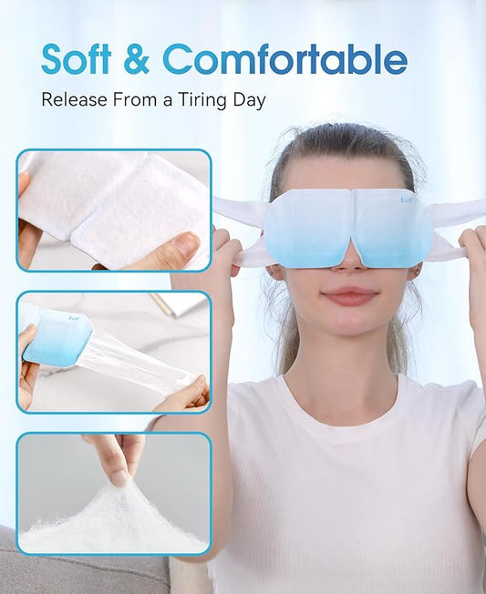 LC-dolida 7 Packs Heated Eye Mask for Dry Eyes, Hyaluronic Acid Steam Eye Steam Mask, Disposable Self Heating Eye Mask for Sleep Relieve Eye Fatigue, Suitable for Red Eyes