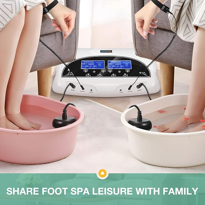 Dual Ionic Foot Bath Detox Machine - Professional Ionic Foot Bath Spa Cleanse with 2 Waist Belts, 2 Arrays, 10 Liners