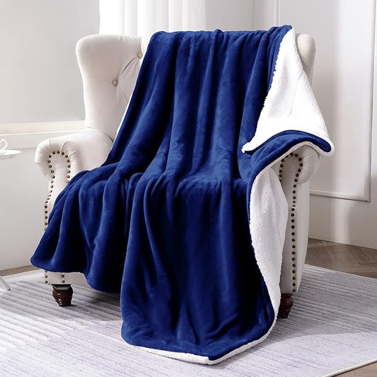 SOCHOW Sherpa Fleece Throw Blanket, Double-Sided Super Soft Luxurious Plush Blanket Twin Size 60 inchx80 inch, Blue