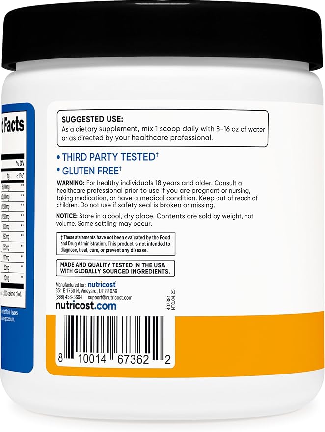 Nutricost EAA Powder 30 Servings - Passion Fruit, Orange, and Guava (POG) - Essential Amino Acids - Non-GMO, Gluten Free, Vegetarian Friendly