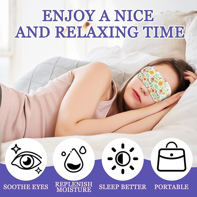 21 Pack Steam Eye Masks, Warm Eye Masks for Sleep, Comfortable Disposable Self Heated Eye Mask for Dry Eyes, Home Sleep Office Travel SPA Heated Sleep Mask for Women & Men