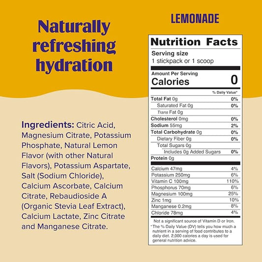 Ultima Replenisher Daily Electrolyte Powder Drink Mix – Sugar Free – Lemonade, 20 Stickpacks – Hydration Packets with 6 Key Electrolytes and Trace Minerals – Keto Friendly, Vegan, Non-GMO