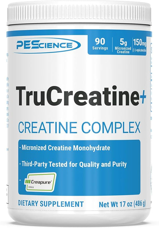 PEScience TruCreatine+ Creatine Monohydrate Powder, Micronized Creapure Creatine for Women & Men, Supports Muscle Growth, Strength & Recovery, Cognition, 90 Servings, Unflavored