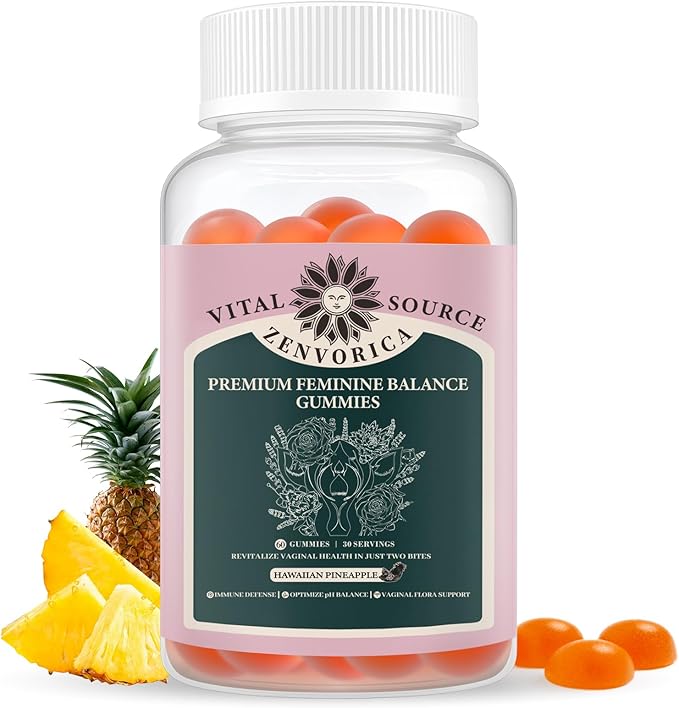Premium Feminine Balance Gummies for Women - Vital Hawaiian Pineapple pH Balance Probiotic Gummies for Source Odor and Flora Wellness, Immune Support, Vegan, 60 Count
