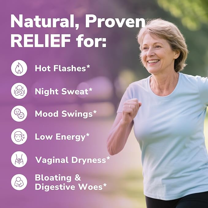 Menopause Probiotics for Women 70 Billion CFU, 12 Targeted Strains, Organic Prebiotics, Black Cohosh Resveratrol Red Clover Chasteberry Dong Quai, Hot Flash Night Sweat+, No Estrogen, 30 Ct