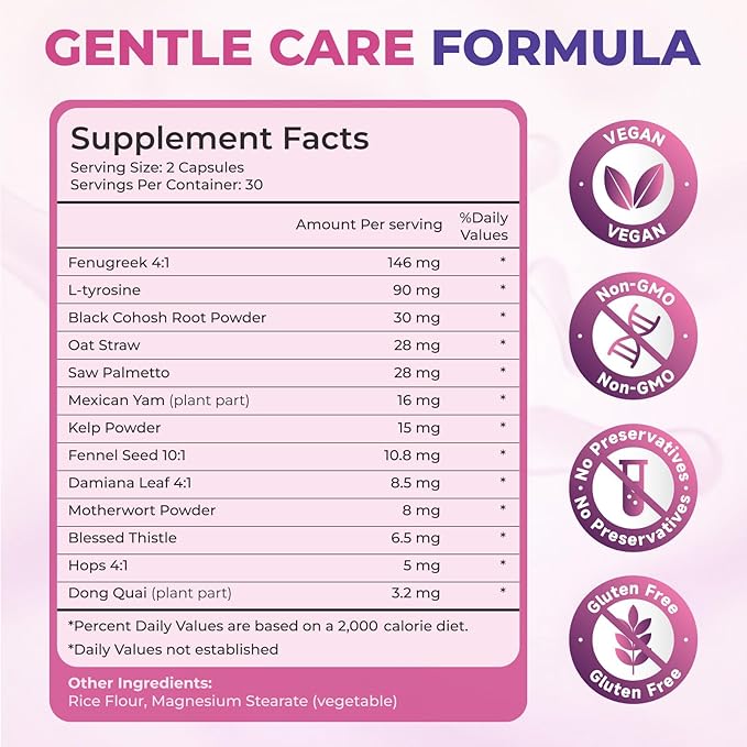 True Fem Capsules-Support PH Balance for Women, Feminine Probiotics Vitamin Capsules for Vaginal, Hormonal & Urinary Health, Natural Formula, Sugar Free, 60 Capsules