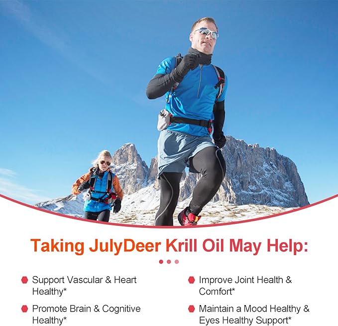 Krill Oil 1000 mg with Omega-3s EPA, DHA, Astaxanthin and Phospholipids 120 Softgels Supplement, Antarctic Krill No Fishy Aftertaste for Joint, Heart, Brain and Immunity