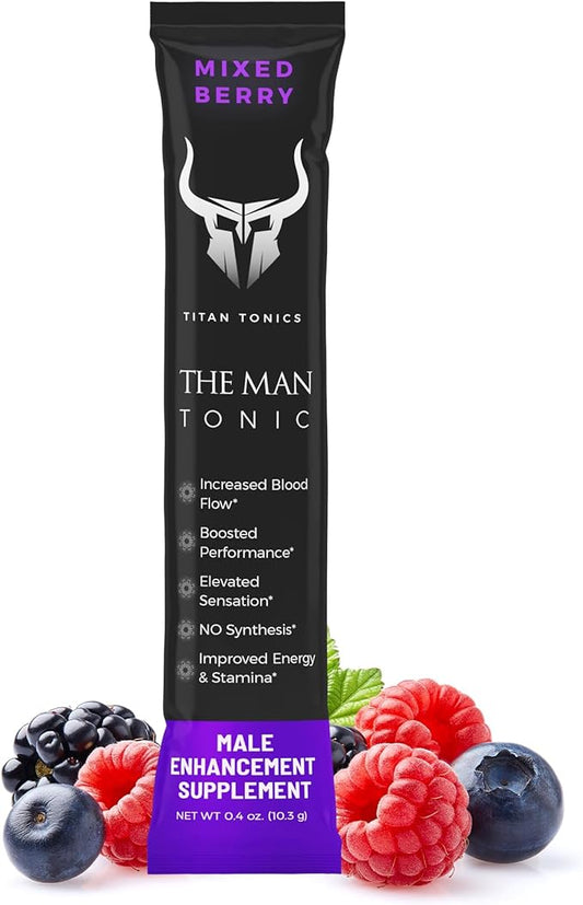 Male Enhancing Supplement Powder – Testosterone Supplement for Men with Tongkat Ali, Maca Root, Horny Goat Weed Powder, Beet Root & L-Citrulline – Nitric Oxide Booster (1 Stick Pack) - Berry