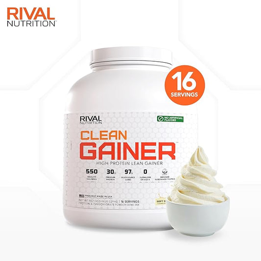 RIVAL NUTRITION Naturally Flavored Clean Gainer (5 lb, Soft Serve Vanilla)