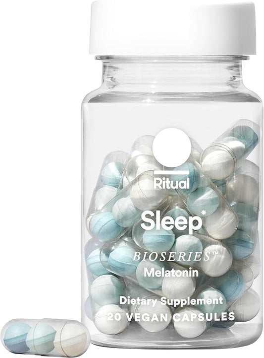 Ritual Sleep BioSeries Melatonin – Time-Released Sleep Aid for Adults – Vegan, Drug-Free Supplement – 20 Capsules