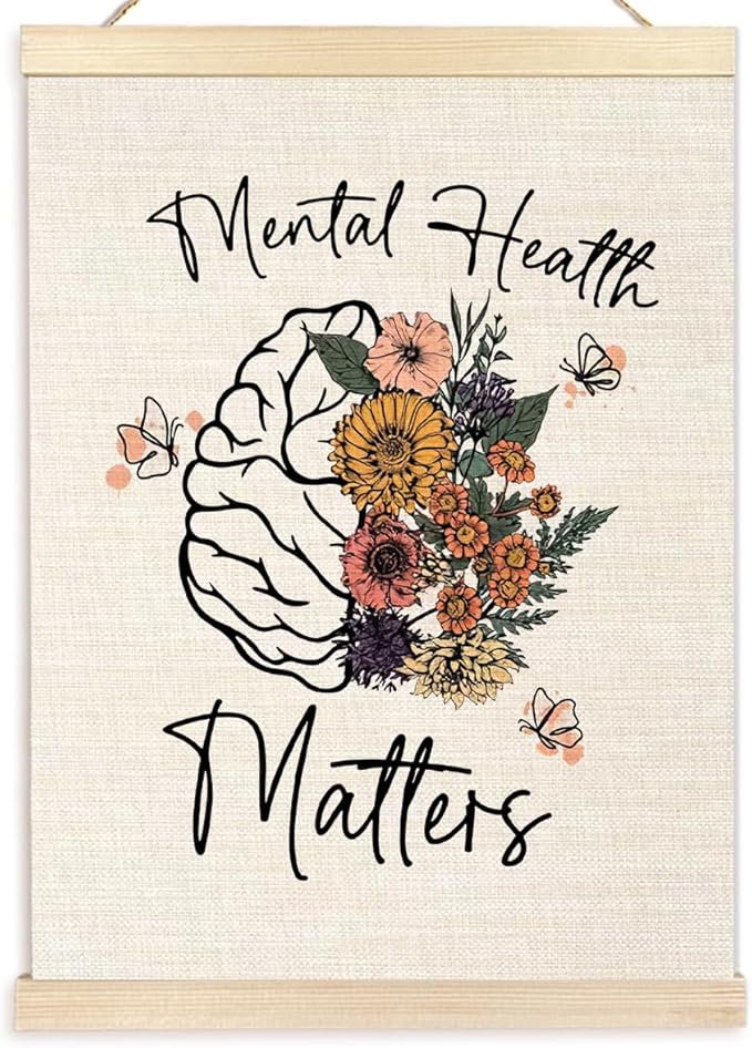 Ecezatik Mental Health Matters Poster Hanger Frame, Awareness Wall Decor for Classroom Therapy Office School Counselor, 12x16 Inches